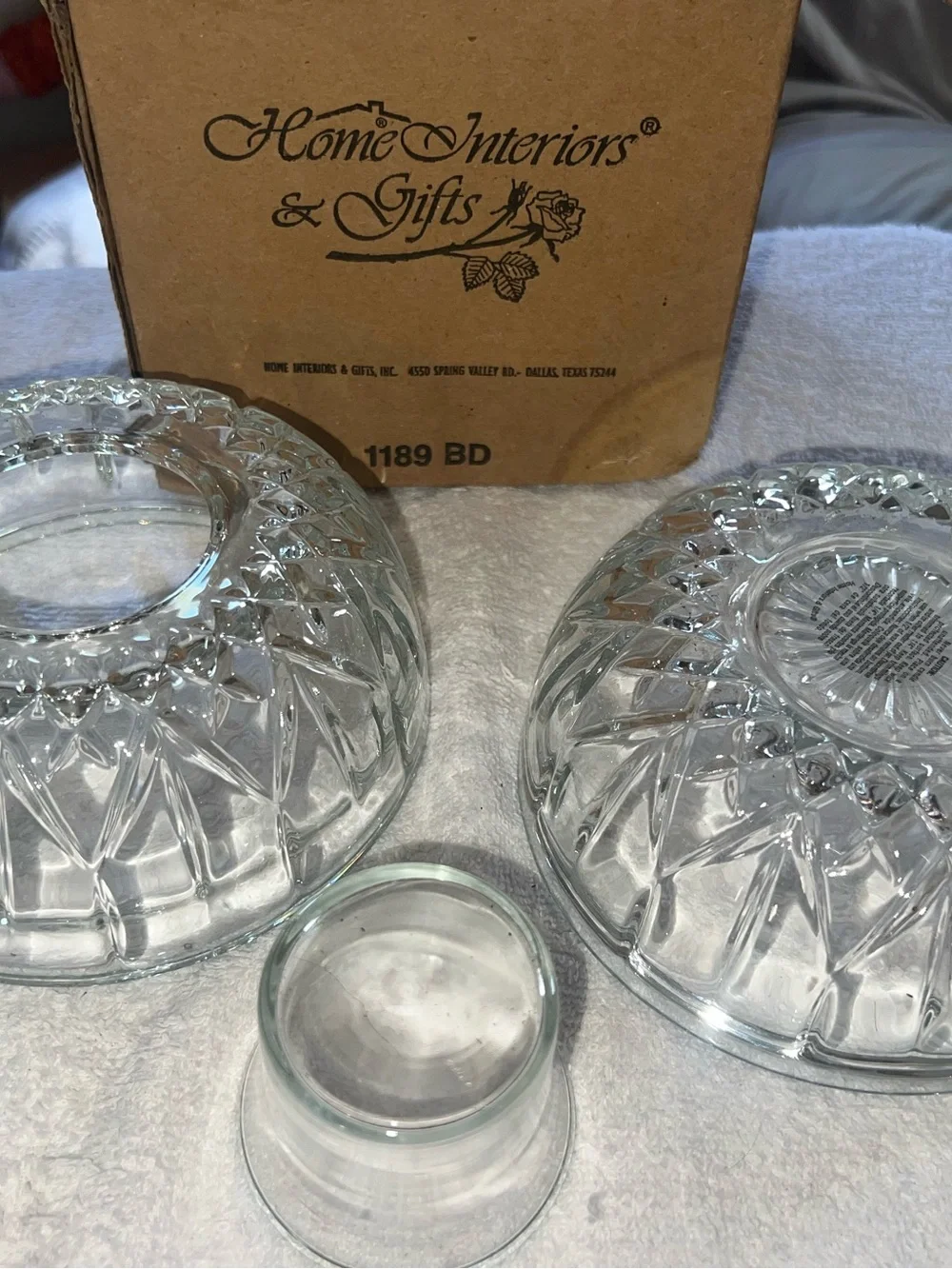 HOMCO 5½” CLEAR glass 3-piece FAIRY LAMP candle+BOX-HOME INT Unused Diamond